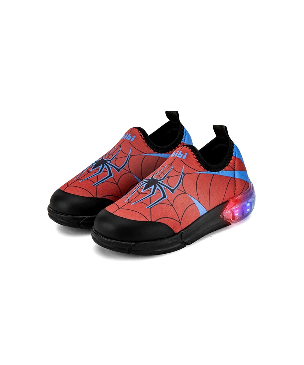 Tênis Infantil Bibi Space Aranha Com Led Preto/verm.