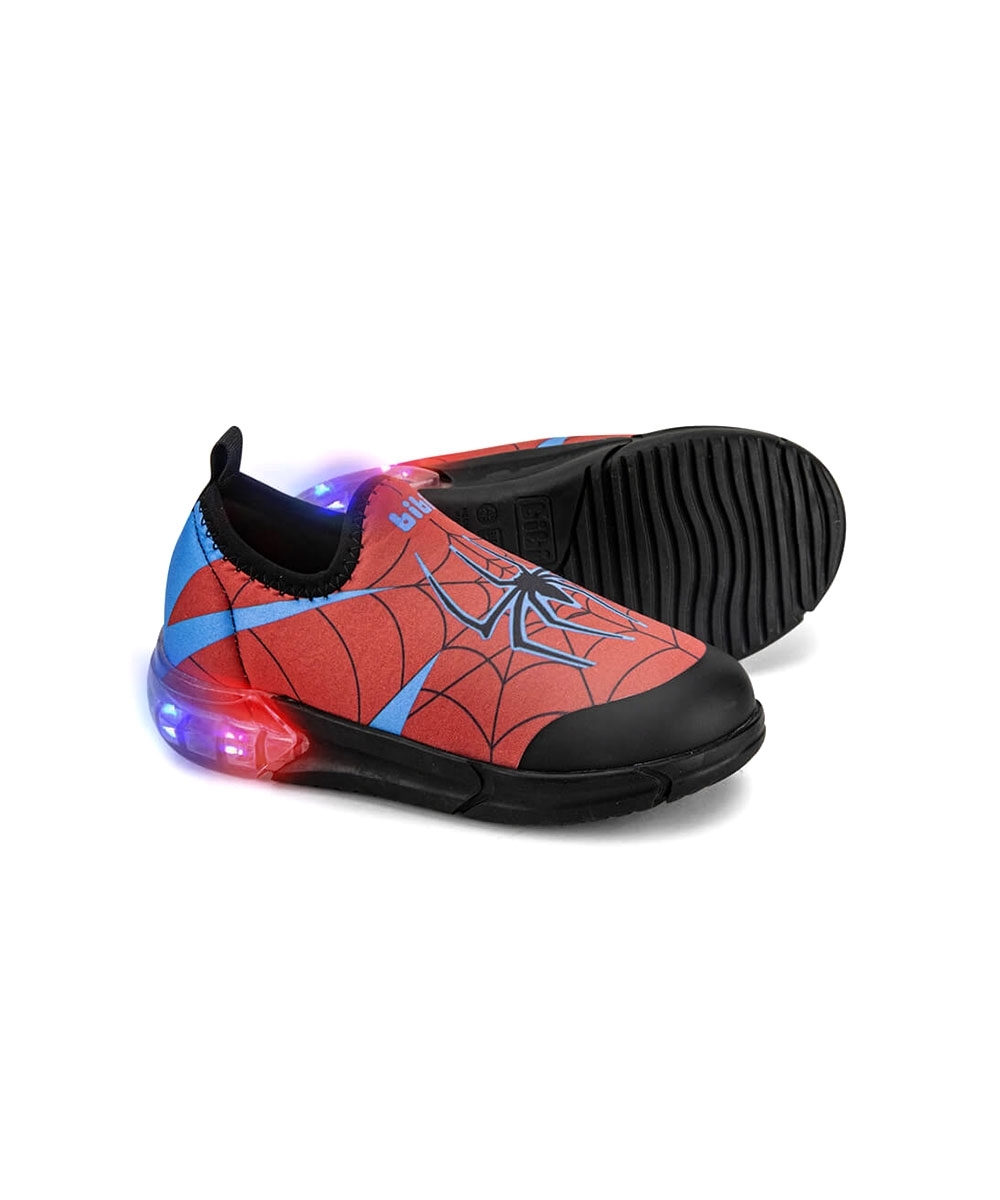 Tênis Infantil Bibi Space Aranha Com Led Preto/verm.