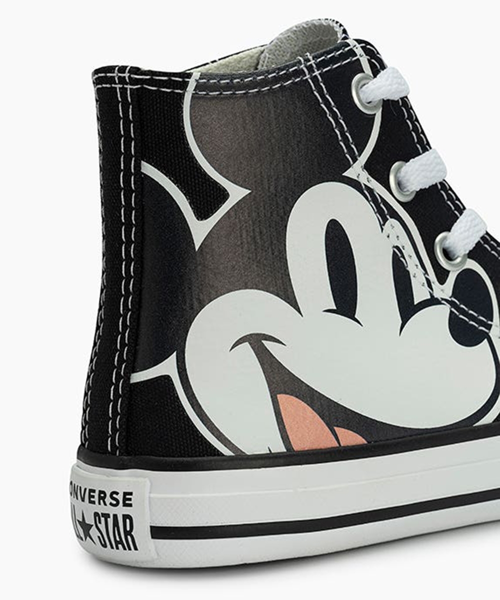 Tênis Infantil Cano Alto Converse All Star Mickey. Preto
