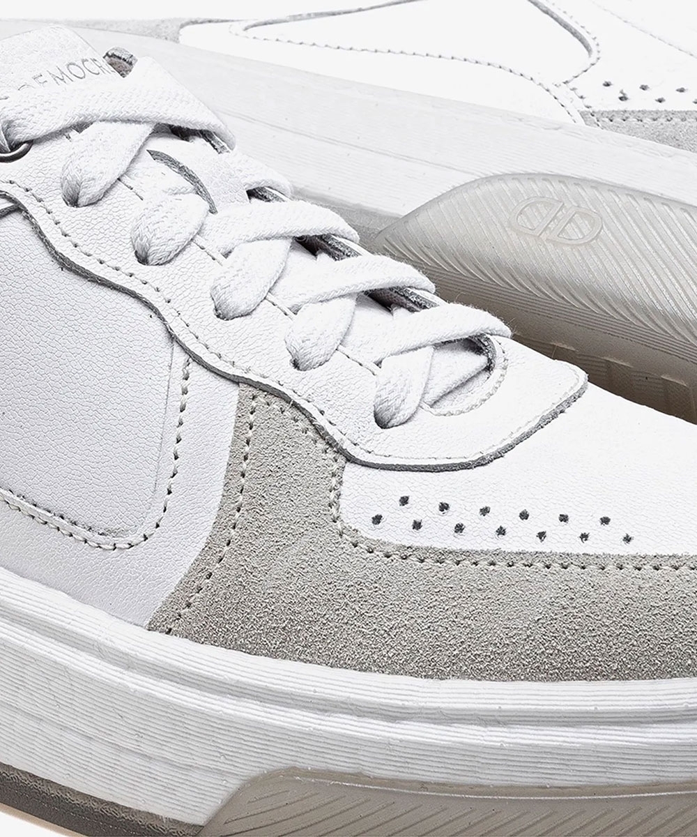 Tênis Masculino Democrata Beat Pulse Couro Branco