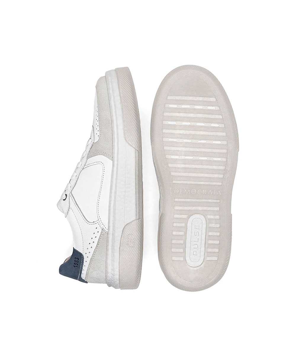 Tênis Masculino Democrata Beat Pulse Couro Branco