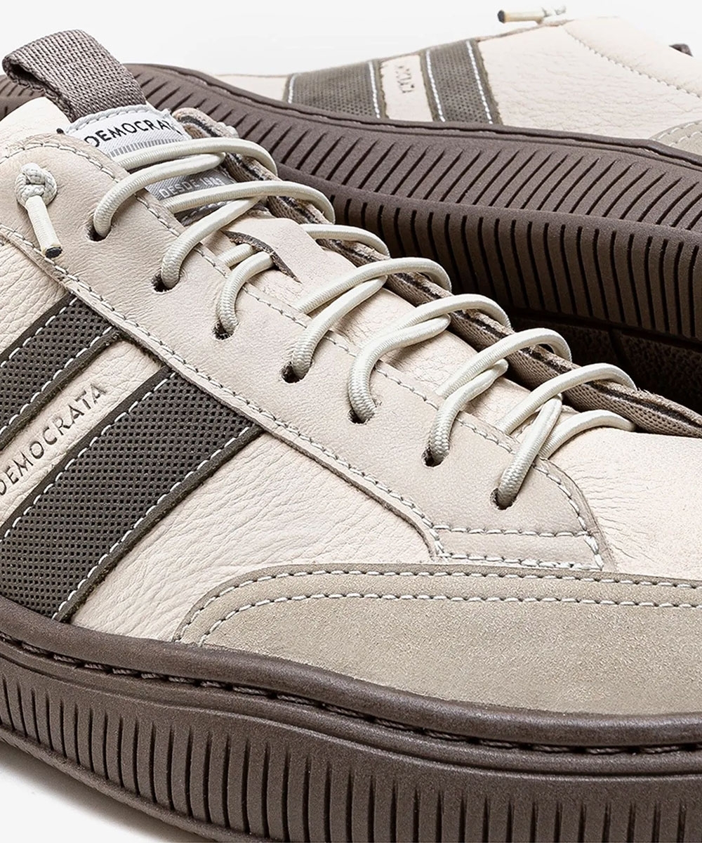 Tênis Masculino Democrata Vibe Couro Creme