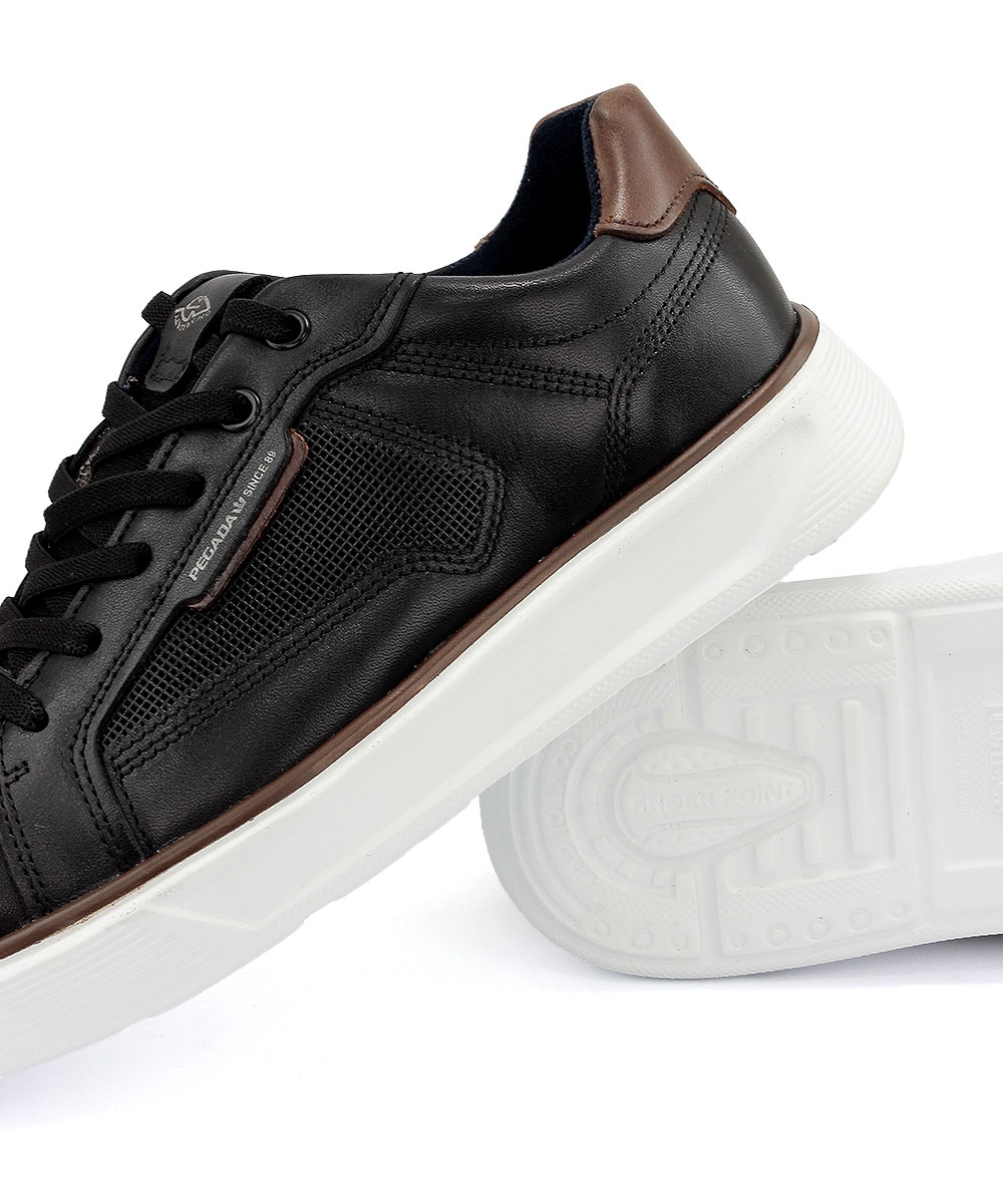Tênis Masculino Pegada Levitech Couro Preto
