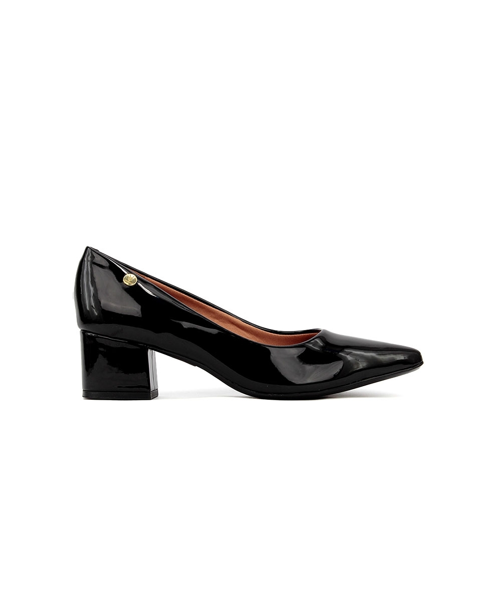 Scarpin Vizzano Salto Bloco Bico Fino Preto