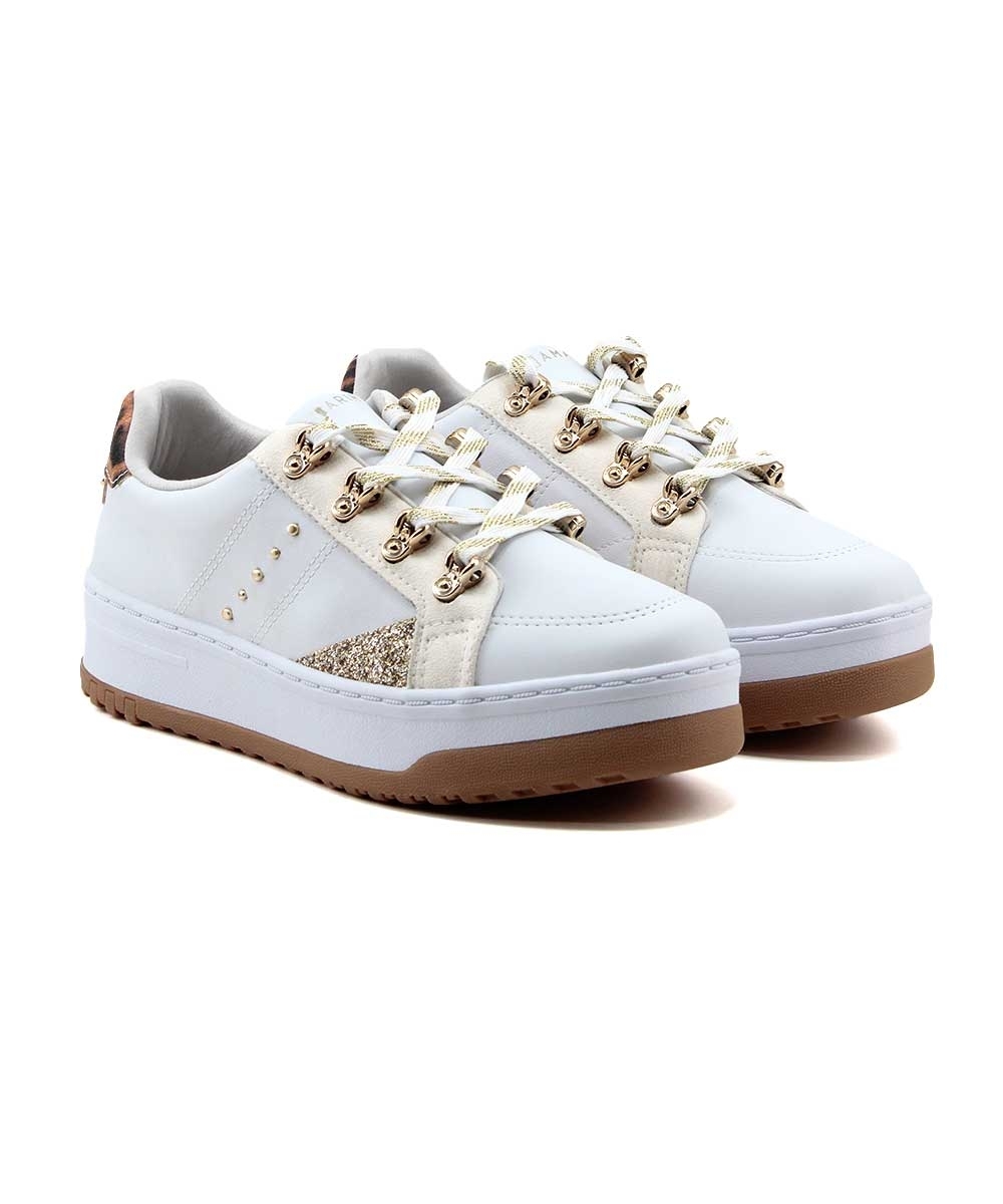 Tênis Casual Ramarim Onça Glitter 24-64203 Branco