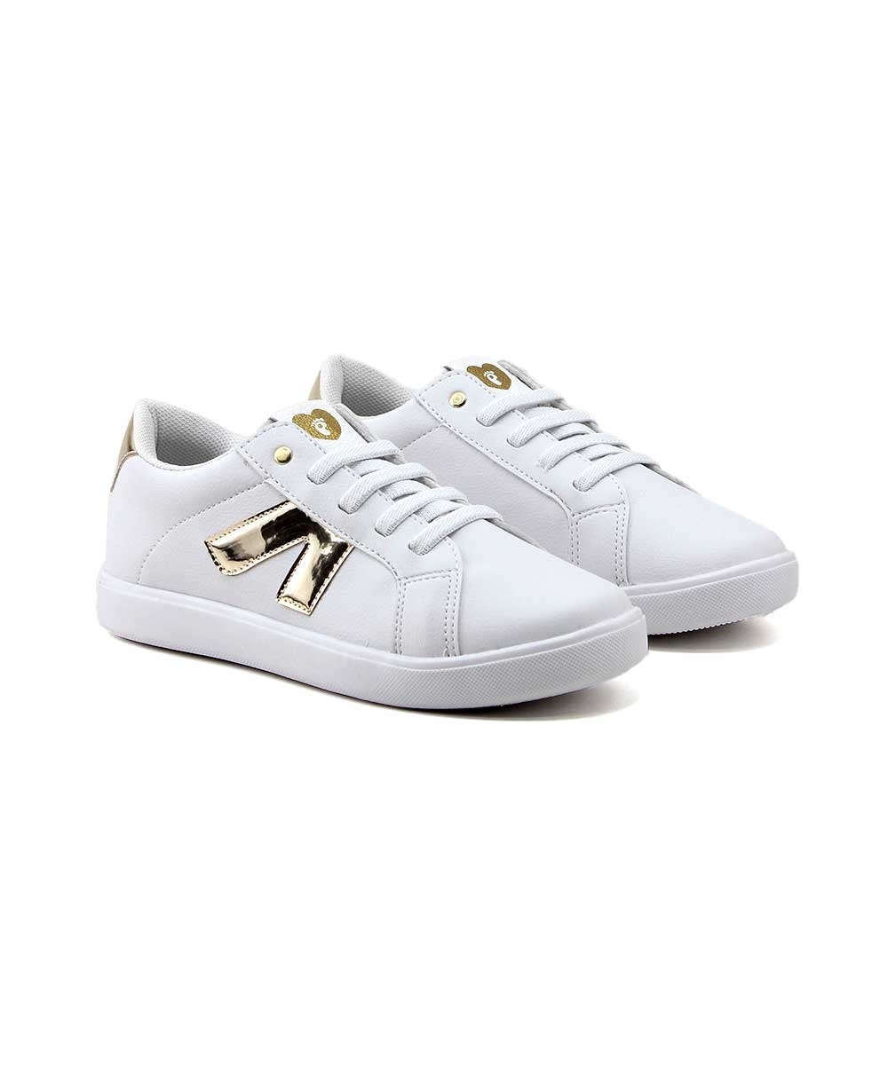 Tênis Infantil Ortopasso New Stars 97546 28/32 Branco/ouro