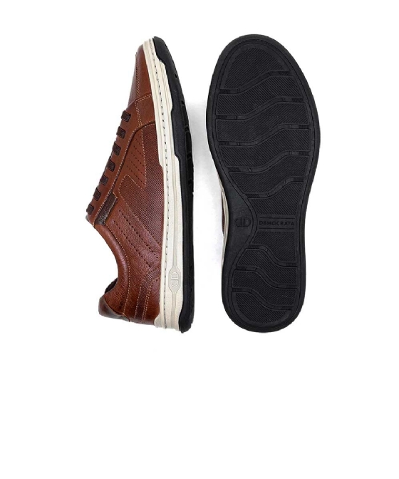 Tênis Democrata Denim Jay 151401 Couro Conhaque