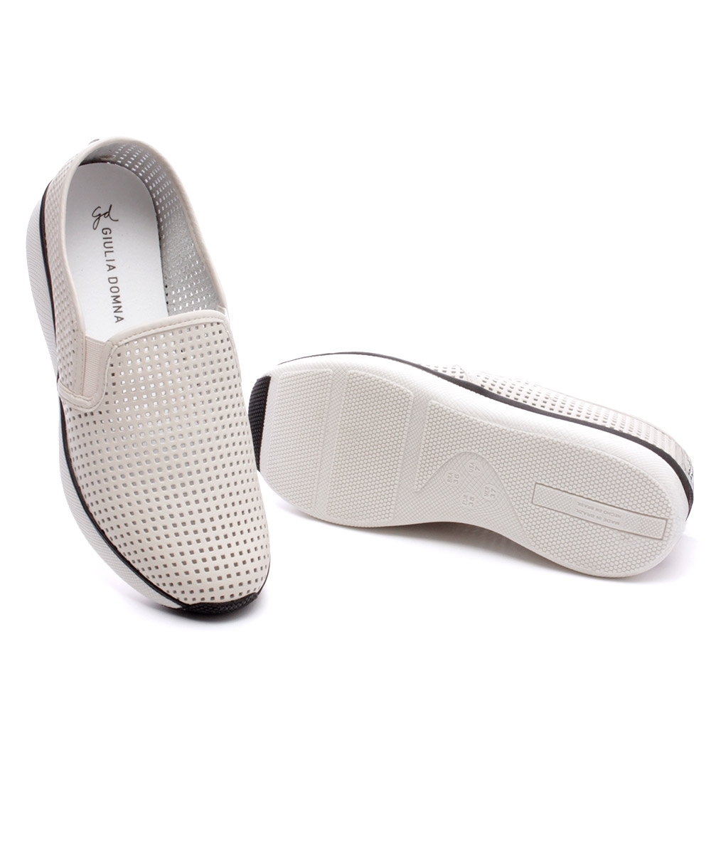 Tênis Feminino Giulia Domna Slip On Couro Off White