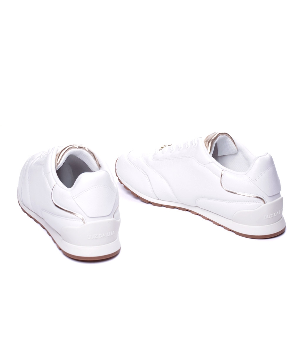 Tênis Feminino Luz Da Lua Matelassê Saara Couro Branco