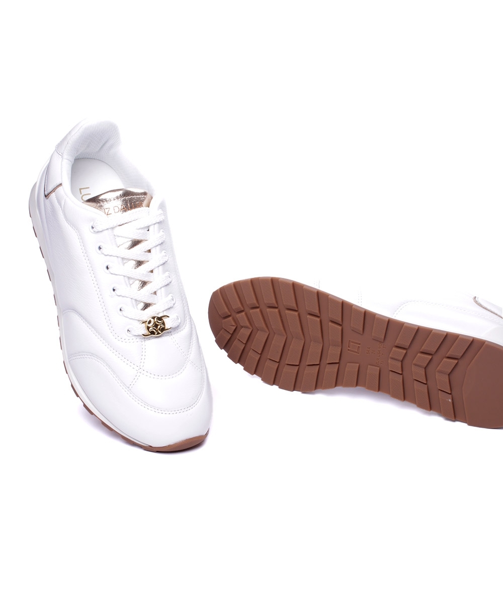 Tênis Feminino Luz Da Lua Matelassê Saara Couro Branco