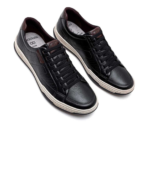 Tênis Democrata Denim Jay 151401 Couro Preto