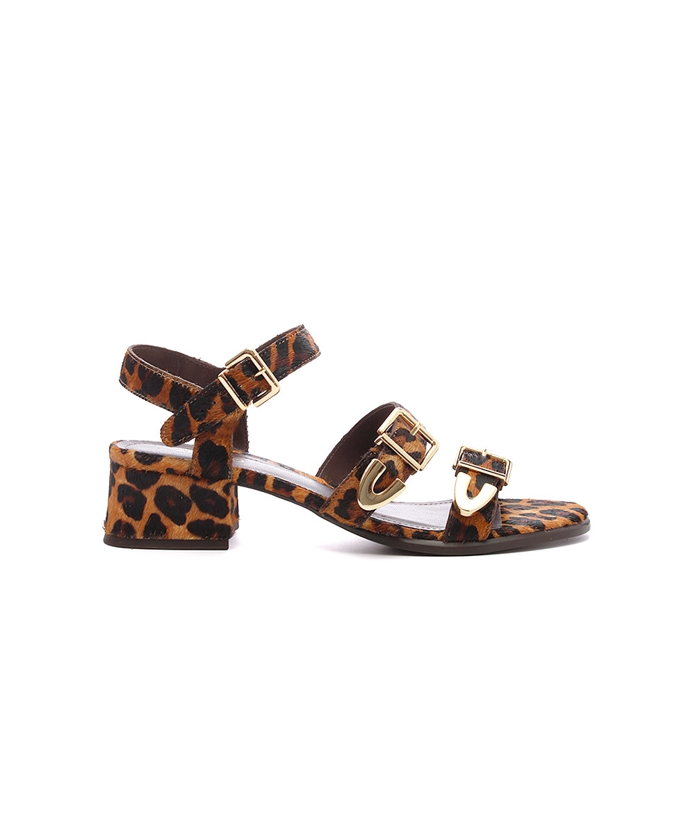 Sandália Arezzo Salto Médio Animal Print Onça