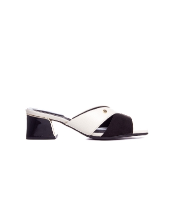 Tamanco Piccadilly Renee Salto Médio. Off White