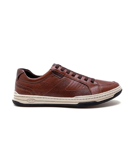 Tênis Democrata Denim Jay 151401 Couro Conhaque